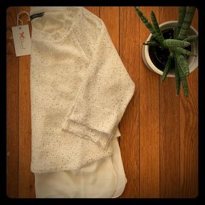 THML Sequin Button Back Knit Sweater w/ Lining